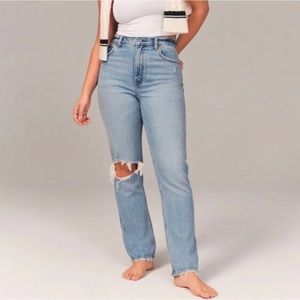 Abercrombie 90s straight high rise distressed jeans
